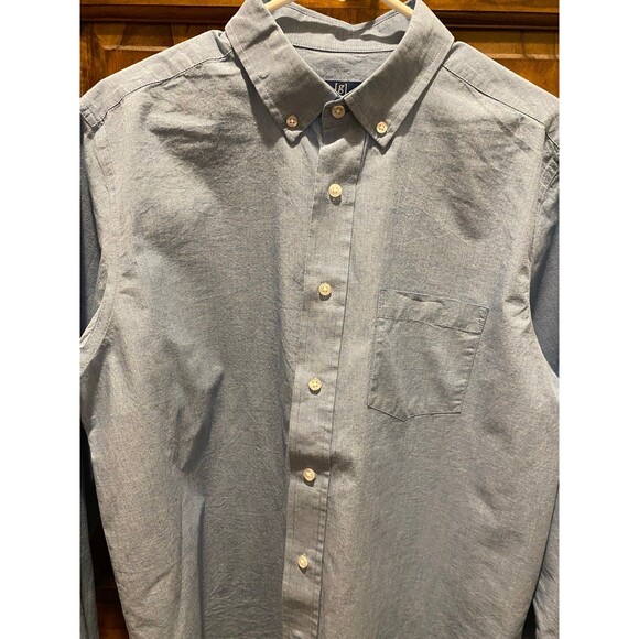 George Mens Button Down Shirt Blue Long Sleeve Size Medium 38-40 R Classic Fit - Picture 4 of 8